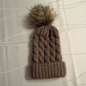 Brown Pom knit beanie